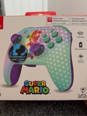 Nintendo Super Mario Wireless Pro Controller - Purple & Mint
